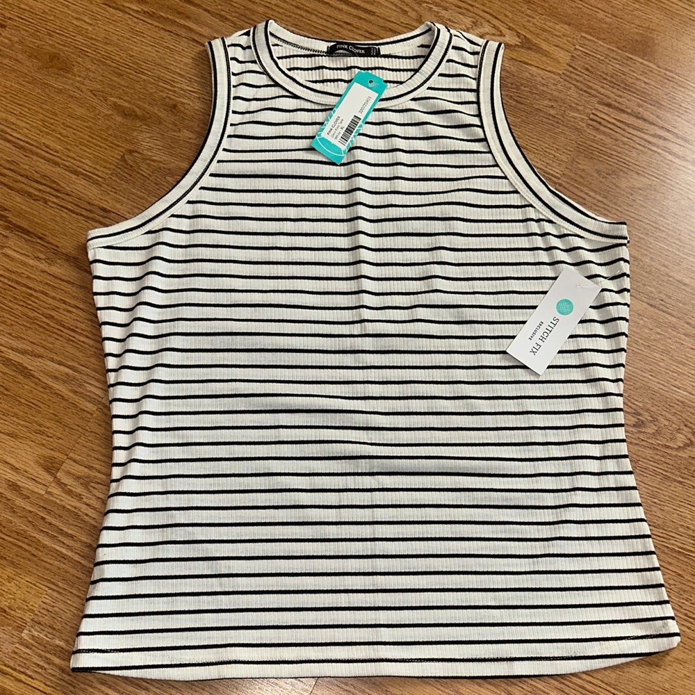 NWT Stitch Fix Black and White Striped knit Tank Top